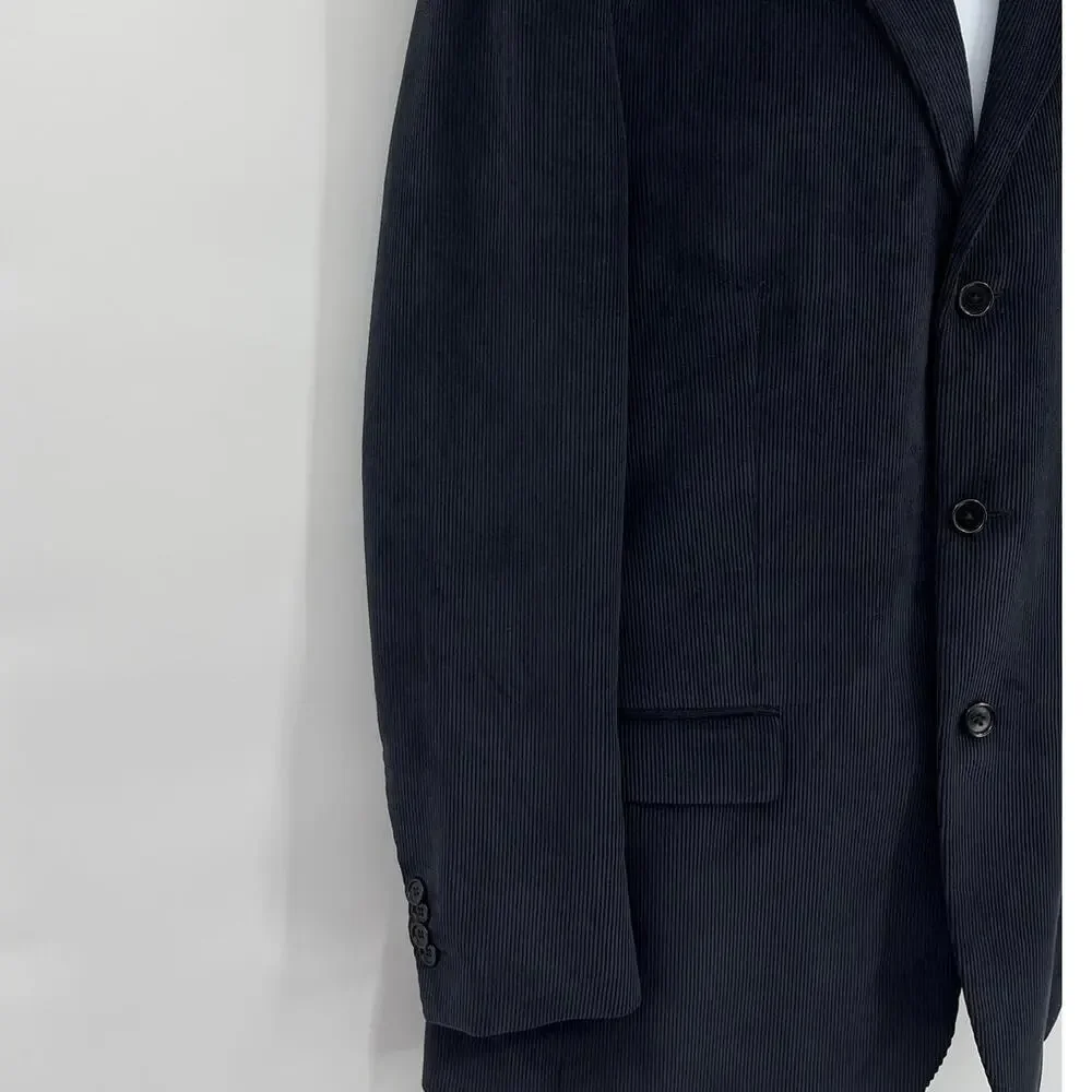 Vtg Y2K Concrete Corduroy Mens Blazer 42 Preppy Ivy Navy 3 Button Old Money